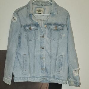 Stylish Light Blue Distressed Denim Jacket